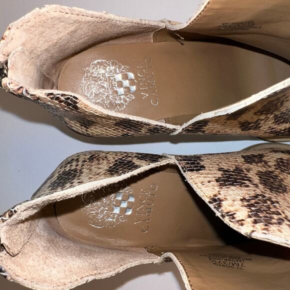 Vince Camuto Gigietta Bootie Snakeskin Stacked Wood Heel Split Shaft Size 7M - Picture 7 of 10
